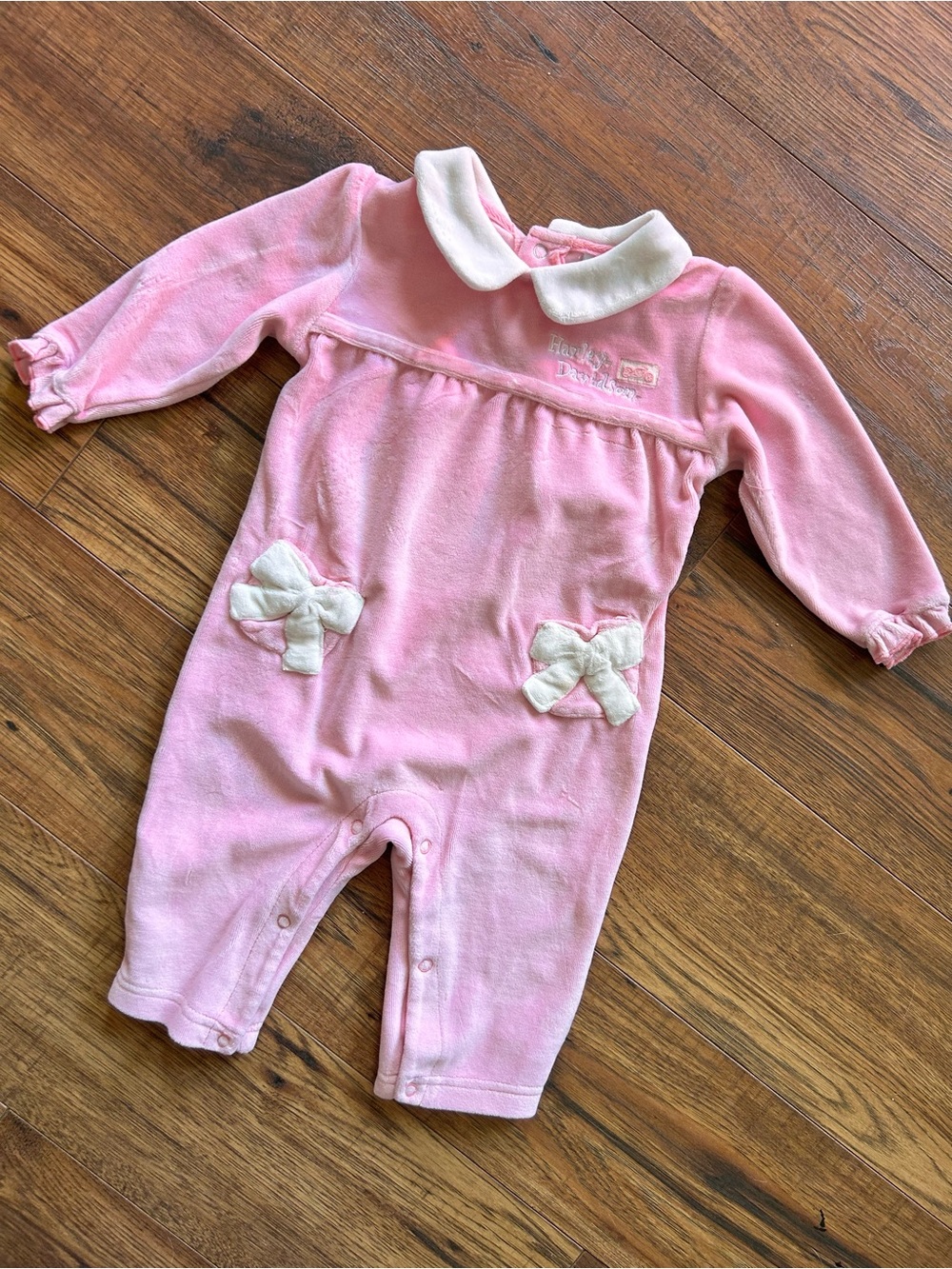 Harley-Davidson Pink One-Piece with Cream Collar & bows